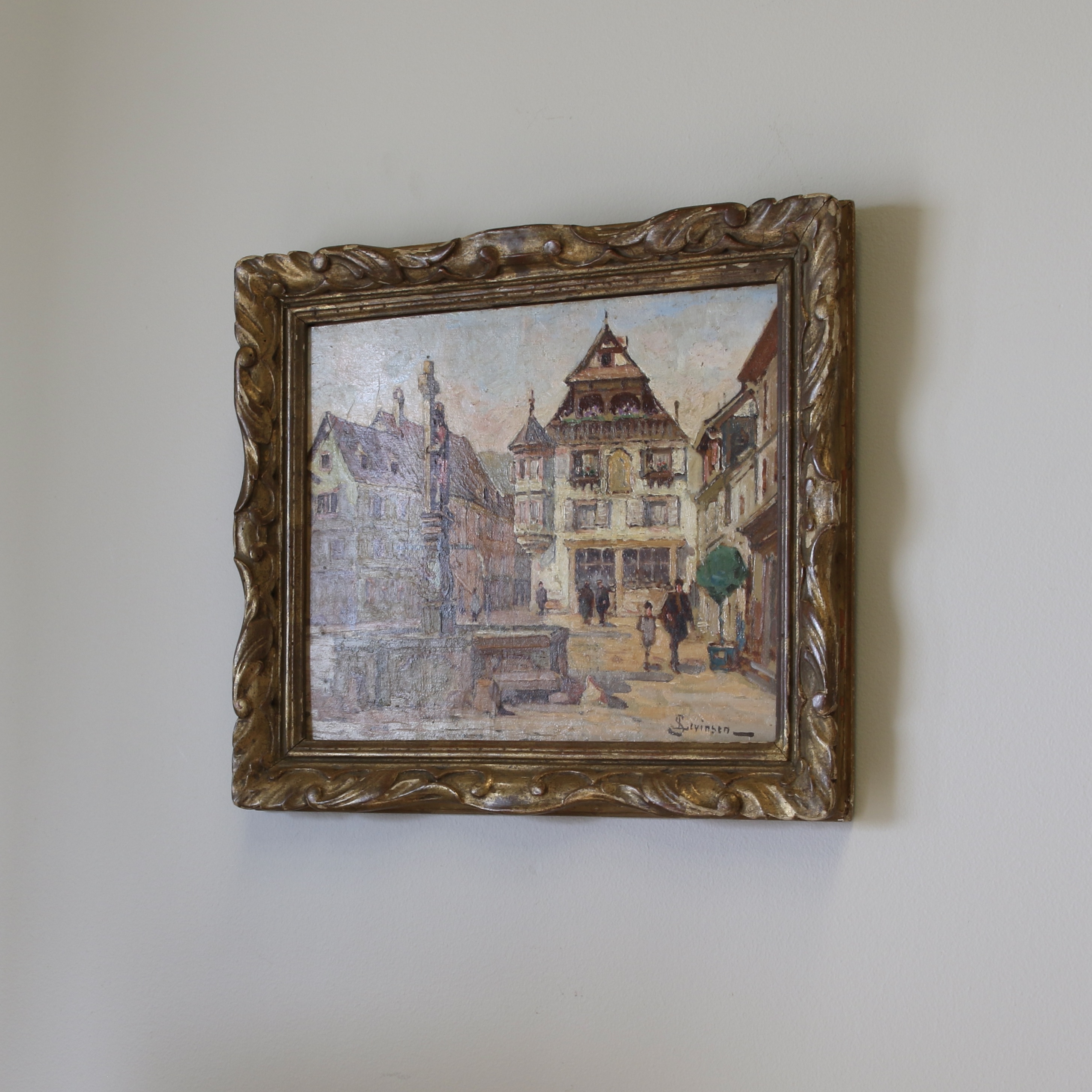 Impressionist Painting of the Town Square at Kaysersberg