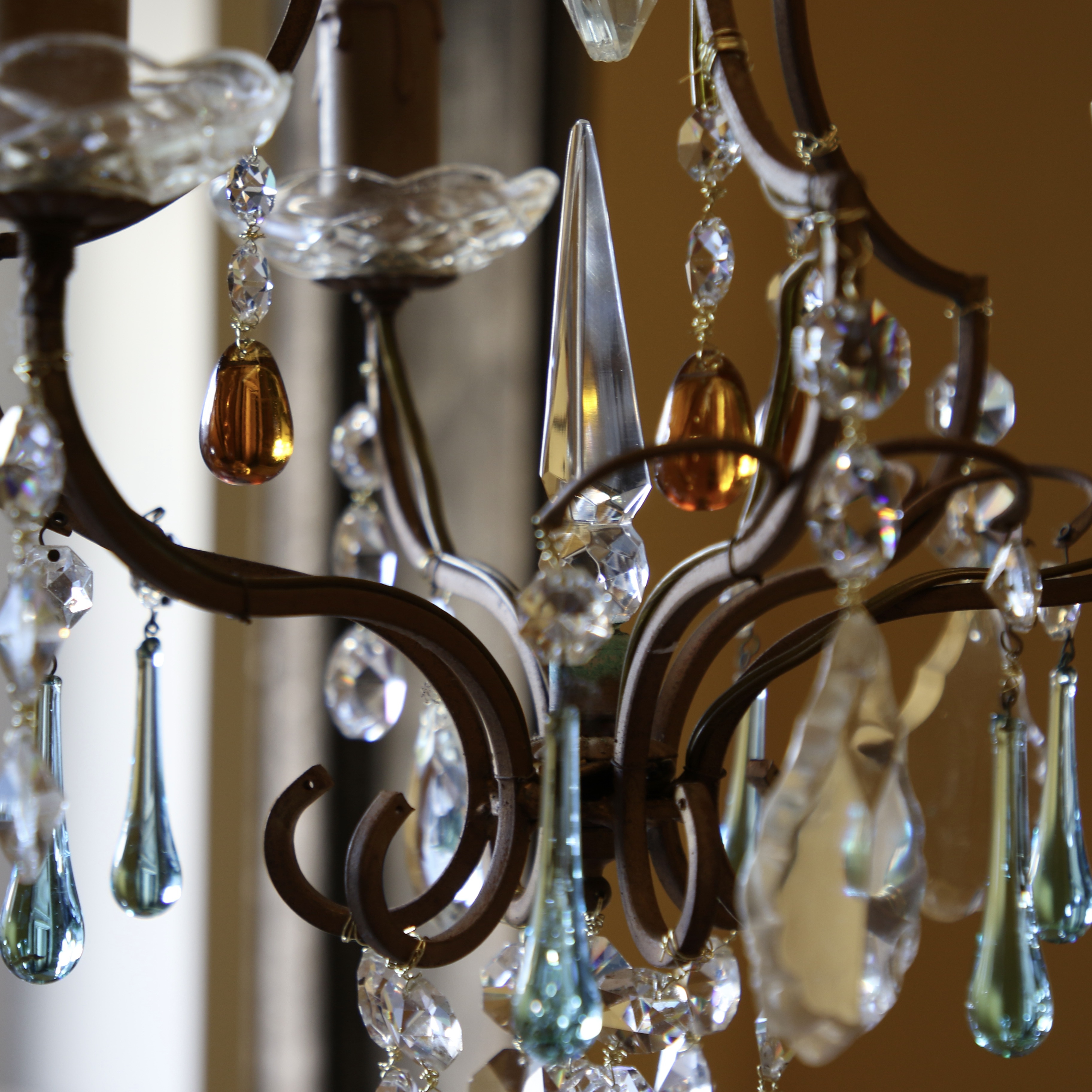 Blue and Amber Chandelier
