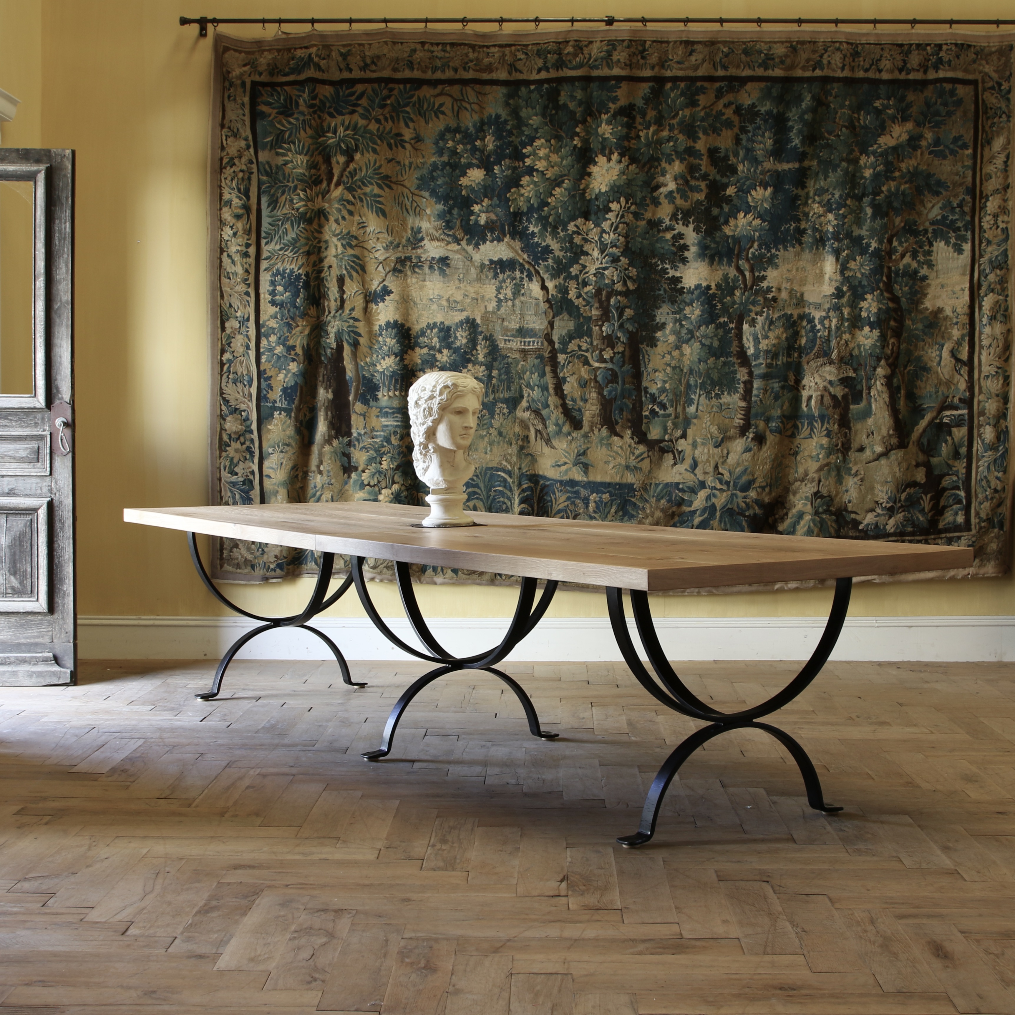 Refectory Table with Forged Iron Base