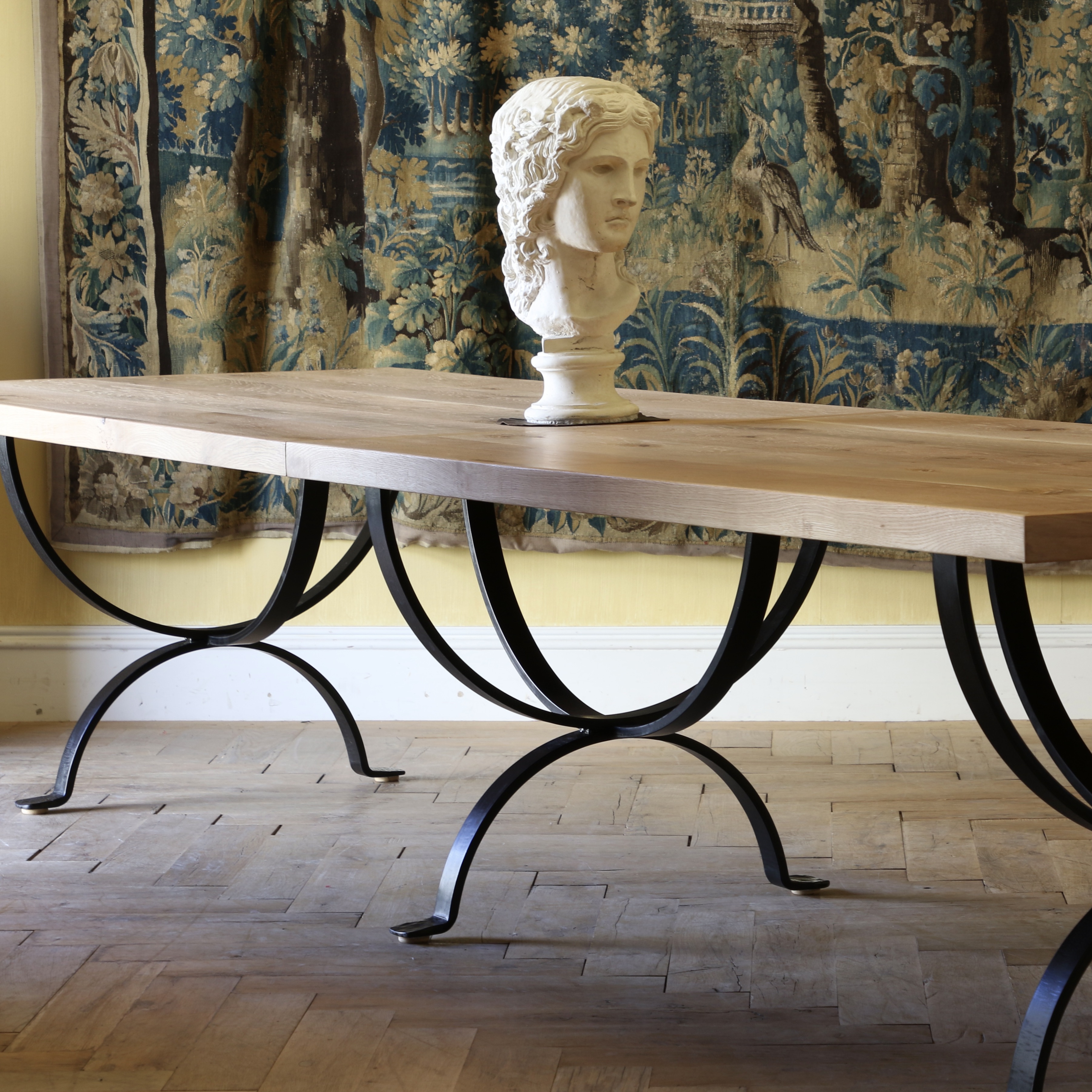 Refectory Table with Forged Iron Base