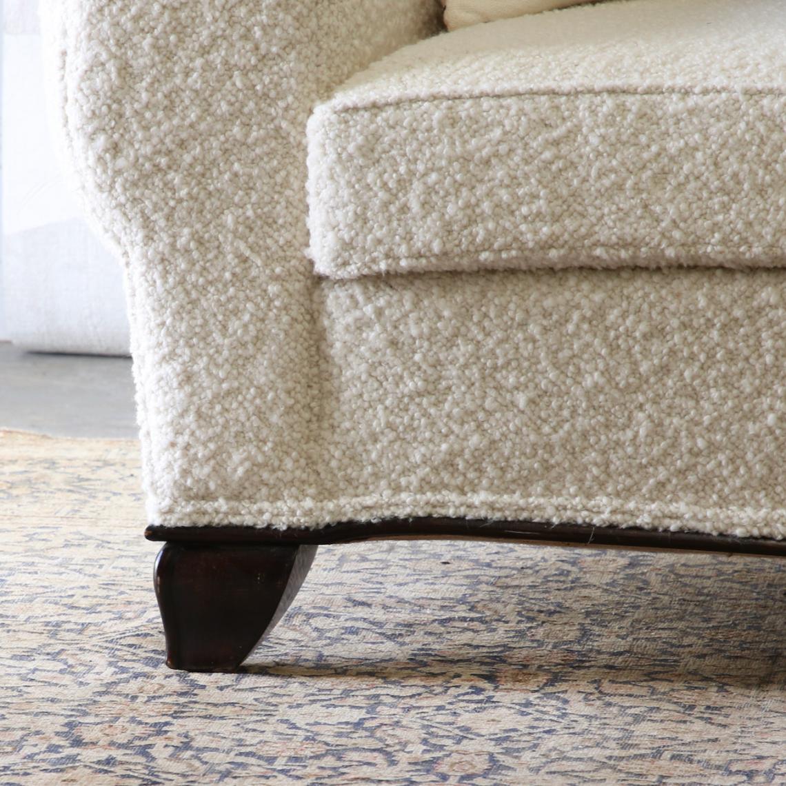 John Stephens | Camel Back Sofa in Cream Bouclé