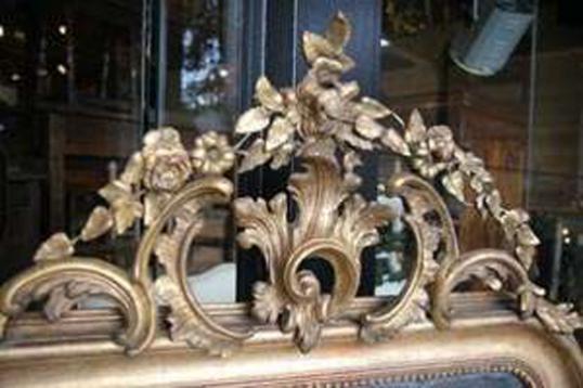 Antique Mirror with Elaborate Crest