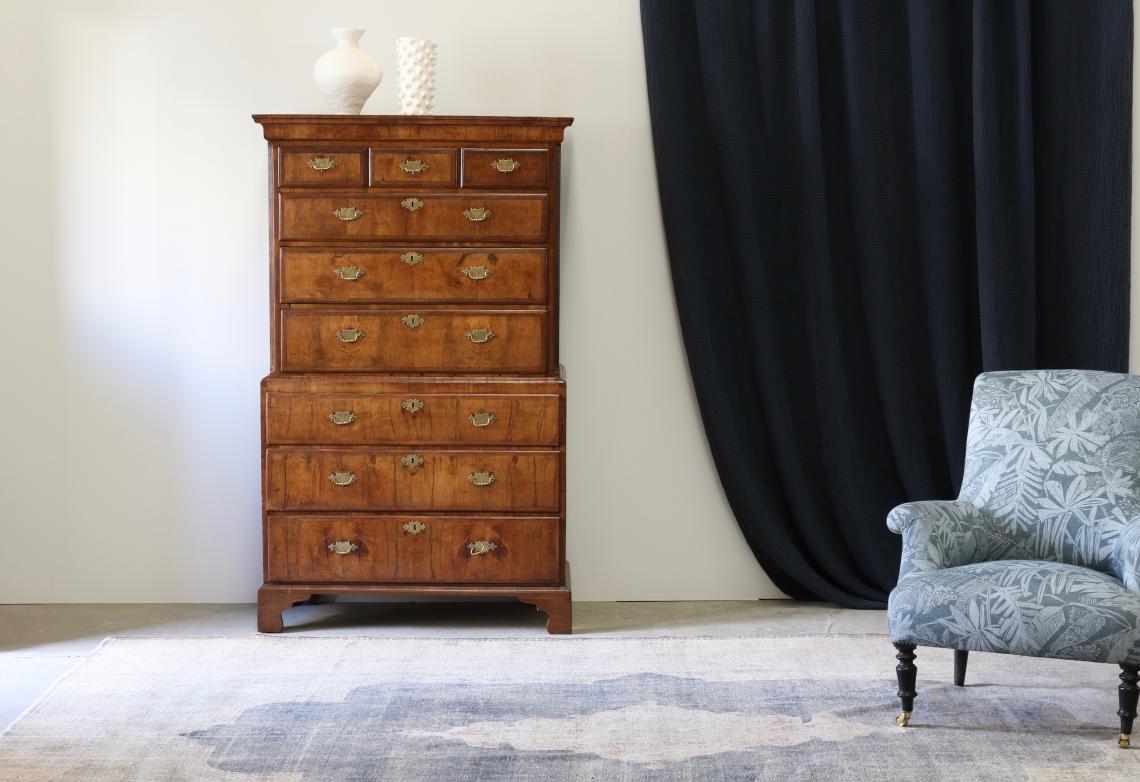 An English Walnut Chest-on-Chest