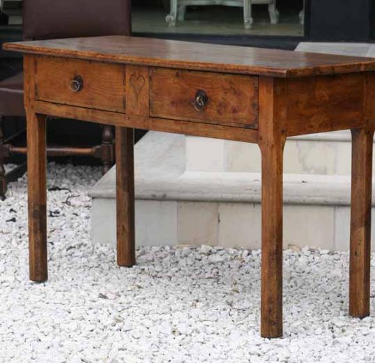 Two-drawer Burr Elm Side Table