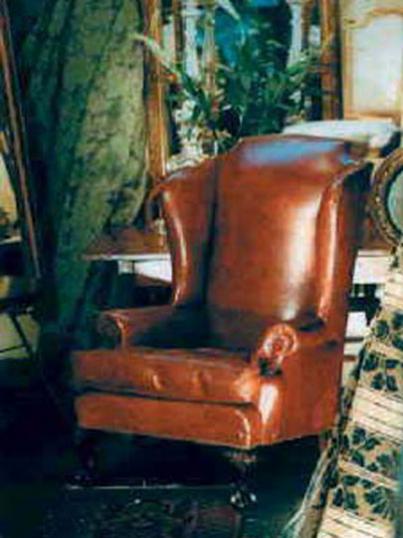 Leather wing chair