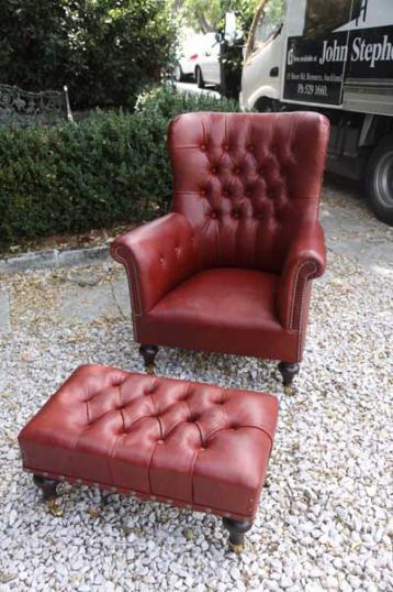 Harvard Leather Armchair & Footstool