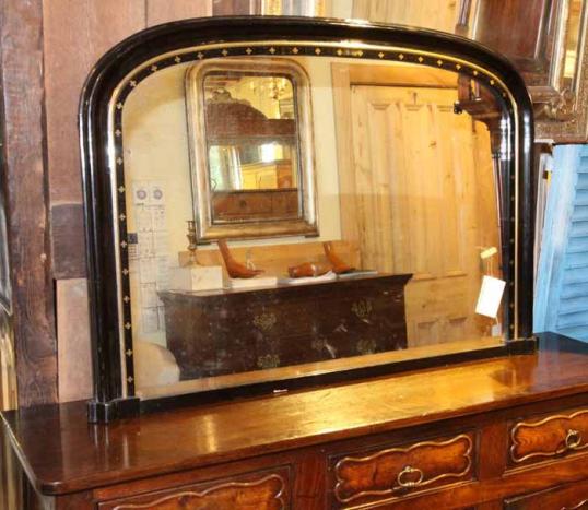 Black and Gold Regency Overmantle Mirror