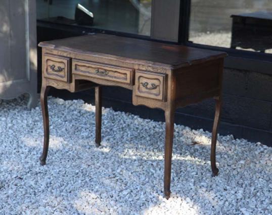 Small French Oak Table with Three Drawers