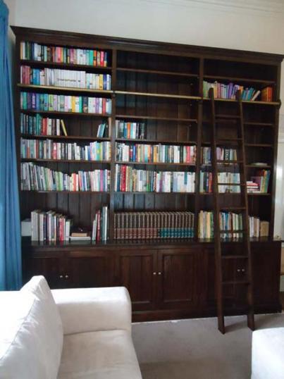 Bookcase with Library Ladder and Cupboards