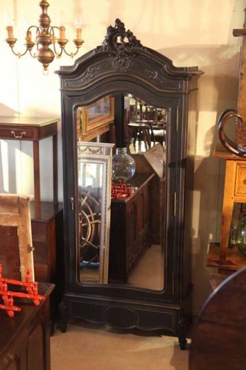 French Black One Door Armoire