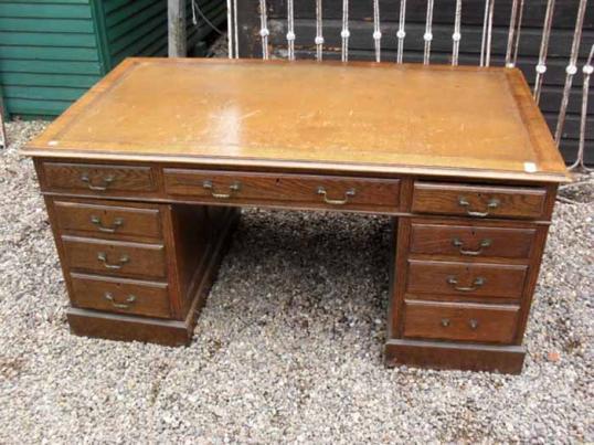 English Oak Pedestal Desk