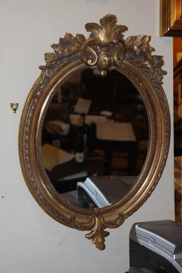 Crested Oval 19th Century Mirror