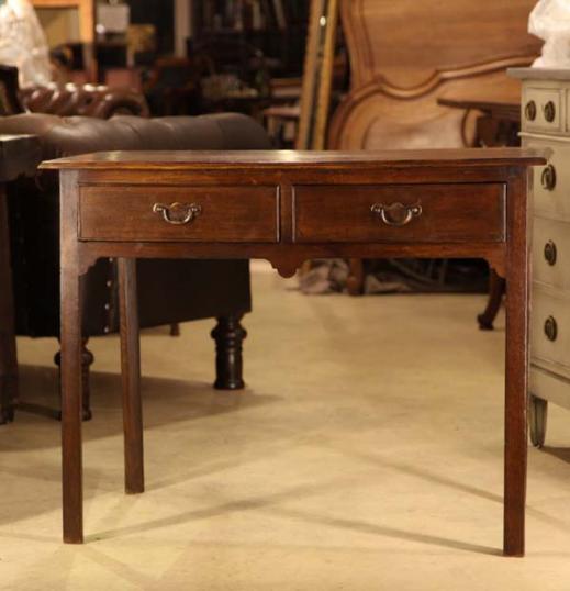 English Oak Two Drawer Side Table