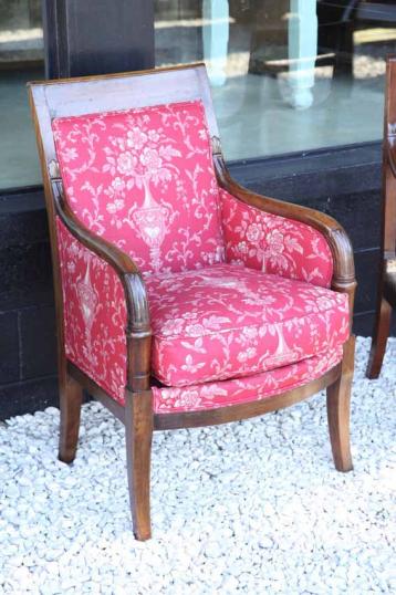 Upholstered French Empire Carver Chair