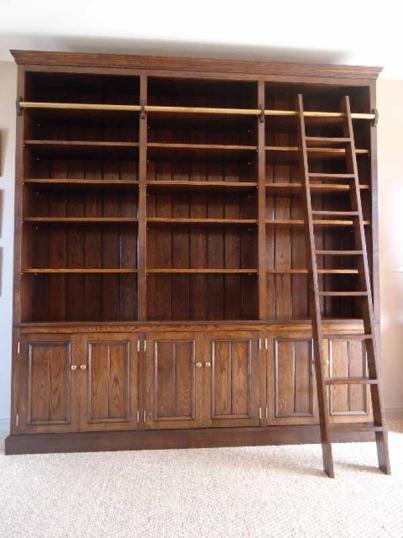 Library Bookcase and Cupboards with Ladder