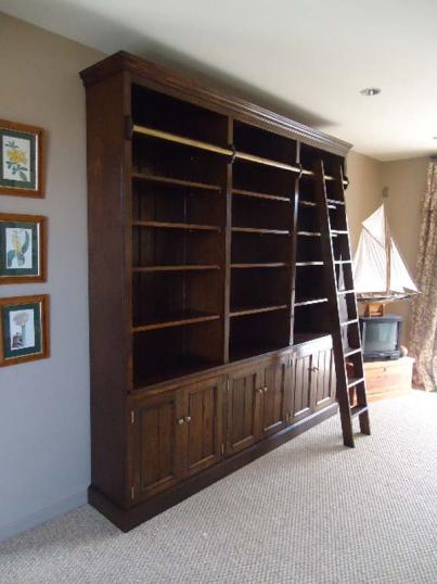 Library Bookcase and Cupboards with Ladder
