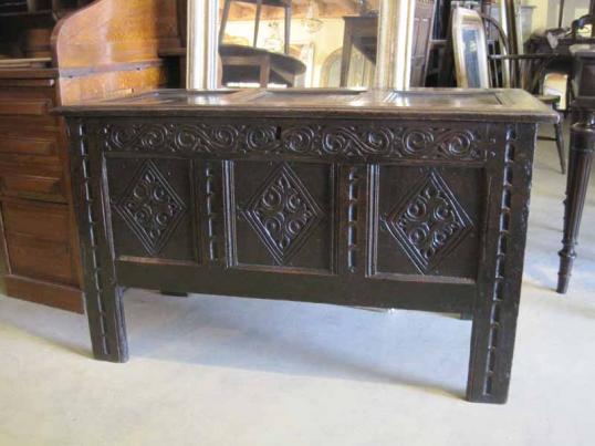 Early English Three Panelled Coffer