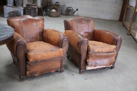 Pair of Leather Club Chairs