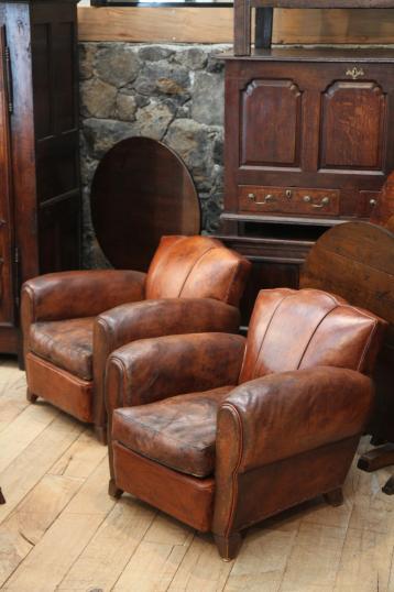 Pair of Leather Club Chairs