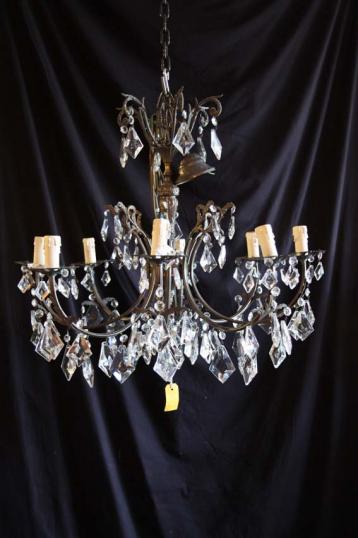 Eight Light Black Brass Chandelier