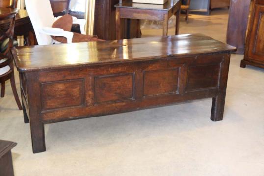 French 18th Century Four Panelled Cherrywood Coffer