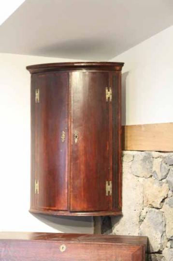 English Georgian Bow Fronted Corner Cupboard