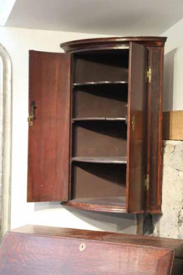 English Georgian Bow Fronted Corner Cupboard