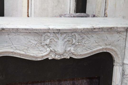 Antique French Grey Marble Fire Place