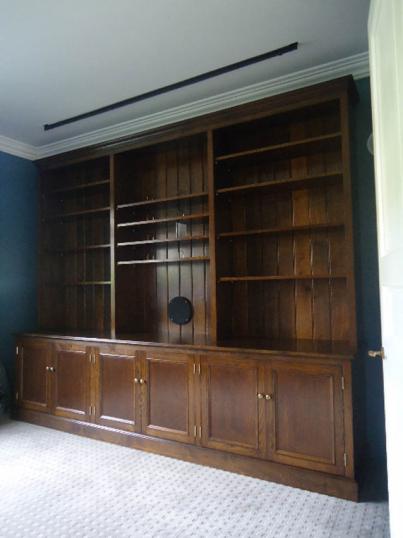 Bookcase Unit with Drop Down Projector Screen