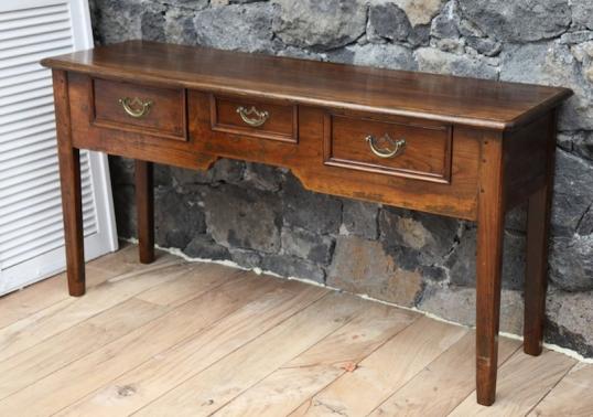 French Chestnut Three Drawer Sidetable