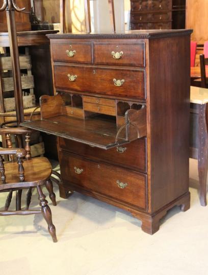 English Tall Chest of Drawers with Secretaire