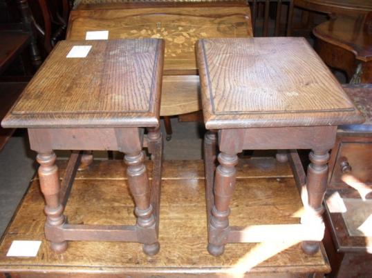 Pair of  English Oak Jointed Stools