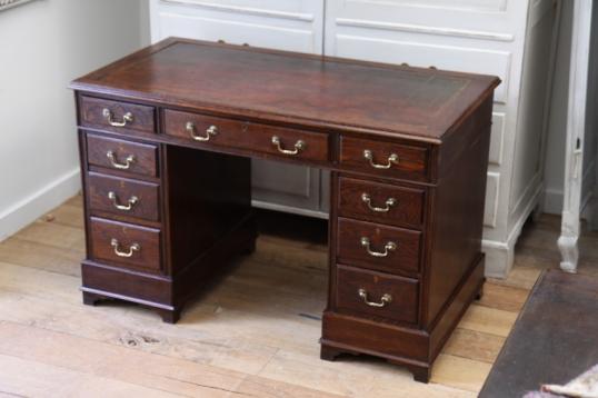 Small English Oak Pedestal Desk