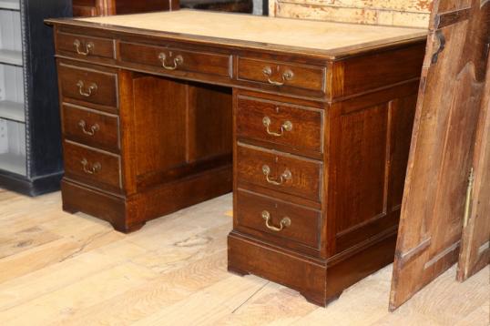 English Oak Pedestal Desk