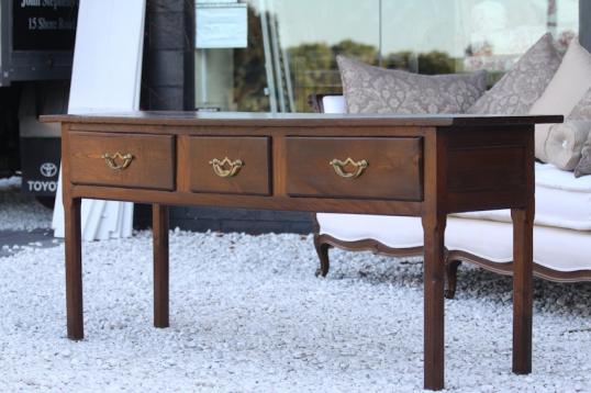 French Chestnut Three Drawer Sidetable