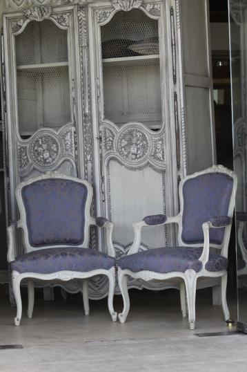 Louis XV Open Armchairs in Viyella 