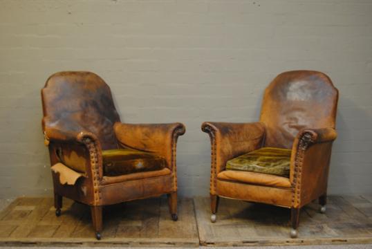 Pair of Leather Club Chairs