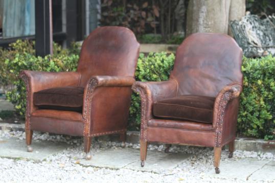 Pair of Leather Club Chairs