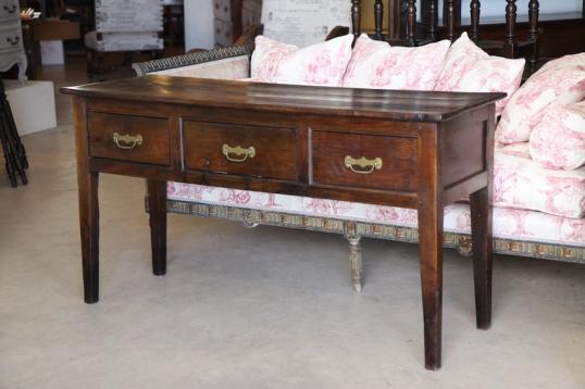 French Chestnut Three Drawer Sidetable