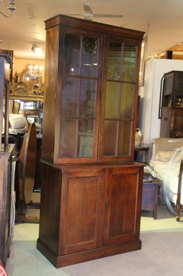 Bookcase tall narrow English Oak