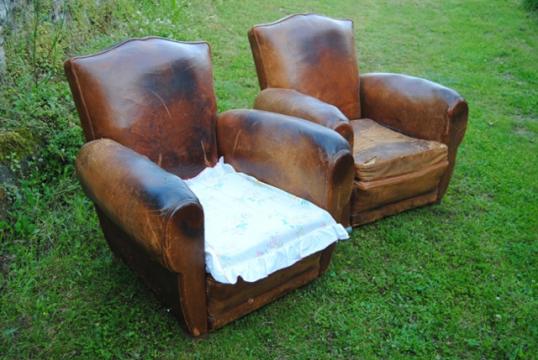 Pair of Leather Moustache Back Chairs
