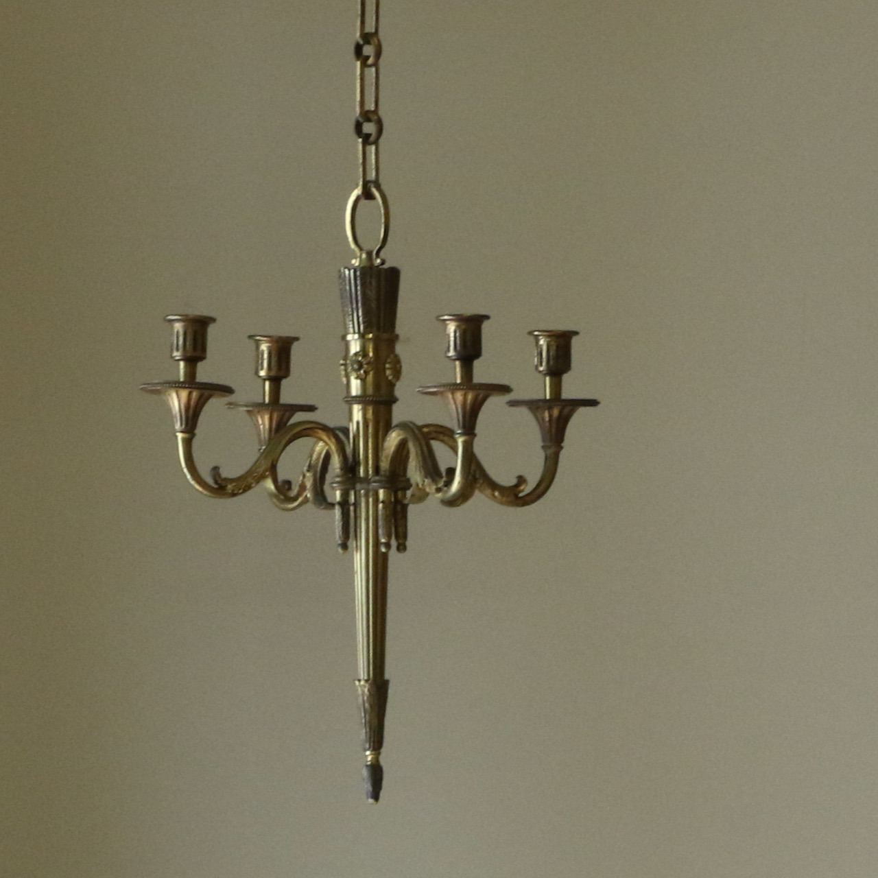 Solid Brass Four Light Chandelier