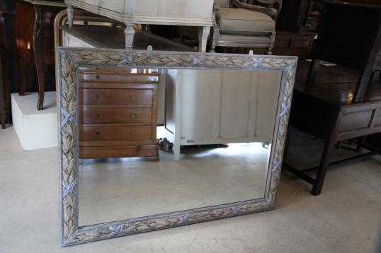 Painted Silver and Beige Acanthus Leaf Mirror