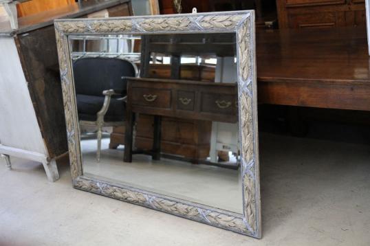 Painted Silver and Beige Acanthus Leaf Mirror