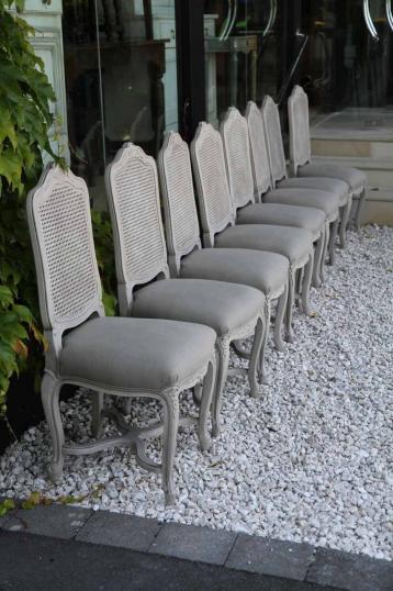 Louis XIV Style Dining Chairs with Cane Backs