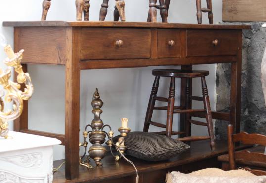 French Chestnut Three Drawer Sidetable 