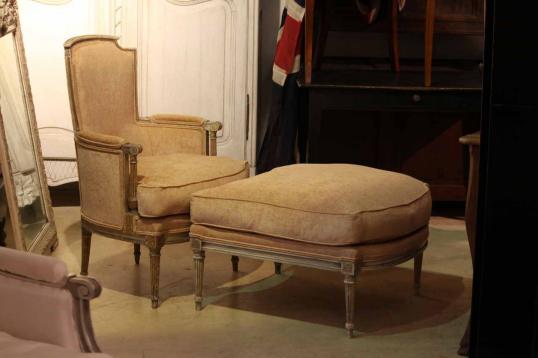 French Bergere Chair and Footstool