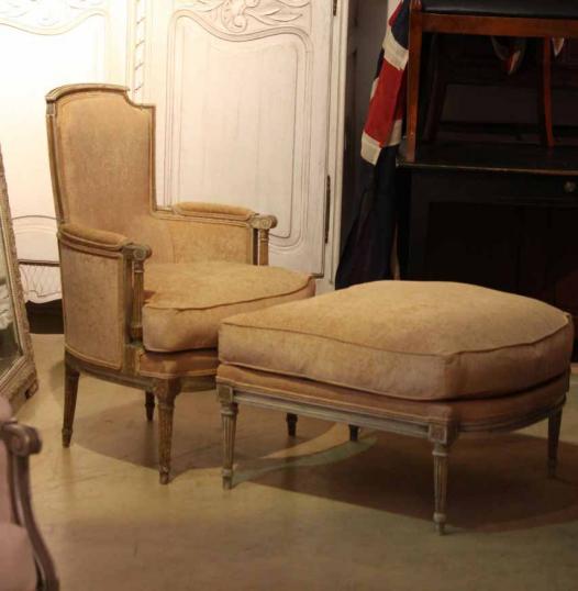 French Bergere Chair and Footstool