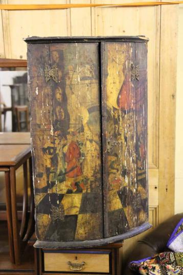 18th Century Painted Corner Cupboard 