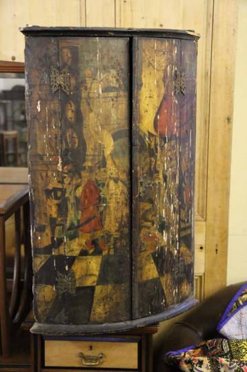 18th Century Painted Corner Cupboard 